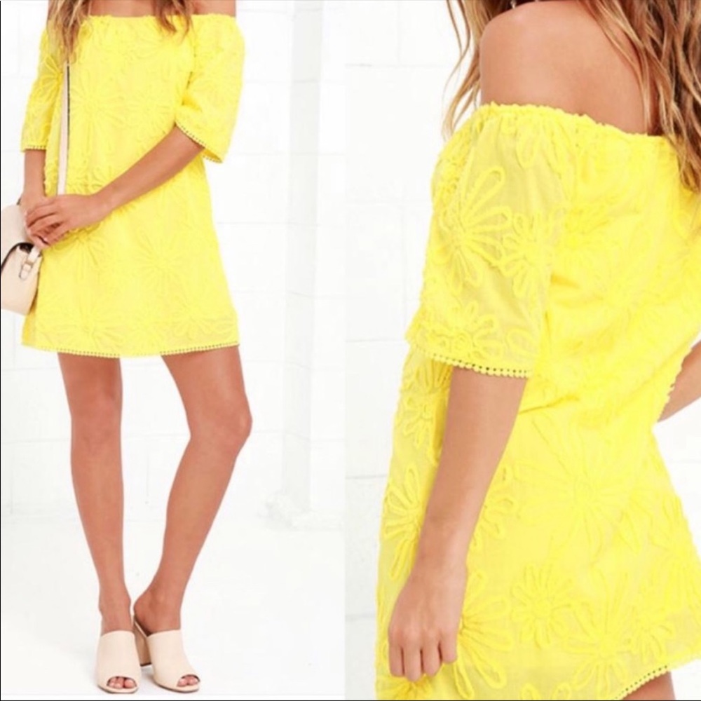 BB Dakota Off The Shoulder Marine Yellow Dress